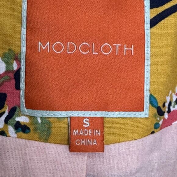 ModCloth Blazer Womens Small Bicycle Floral Print Jacket Single Button Fun - Picture 3 of 7